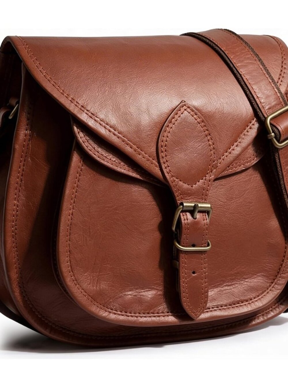 Leather Crossbody Bag for Women - Vintage Satchel, Travel Saddle Purse